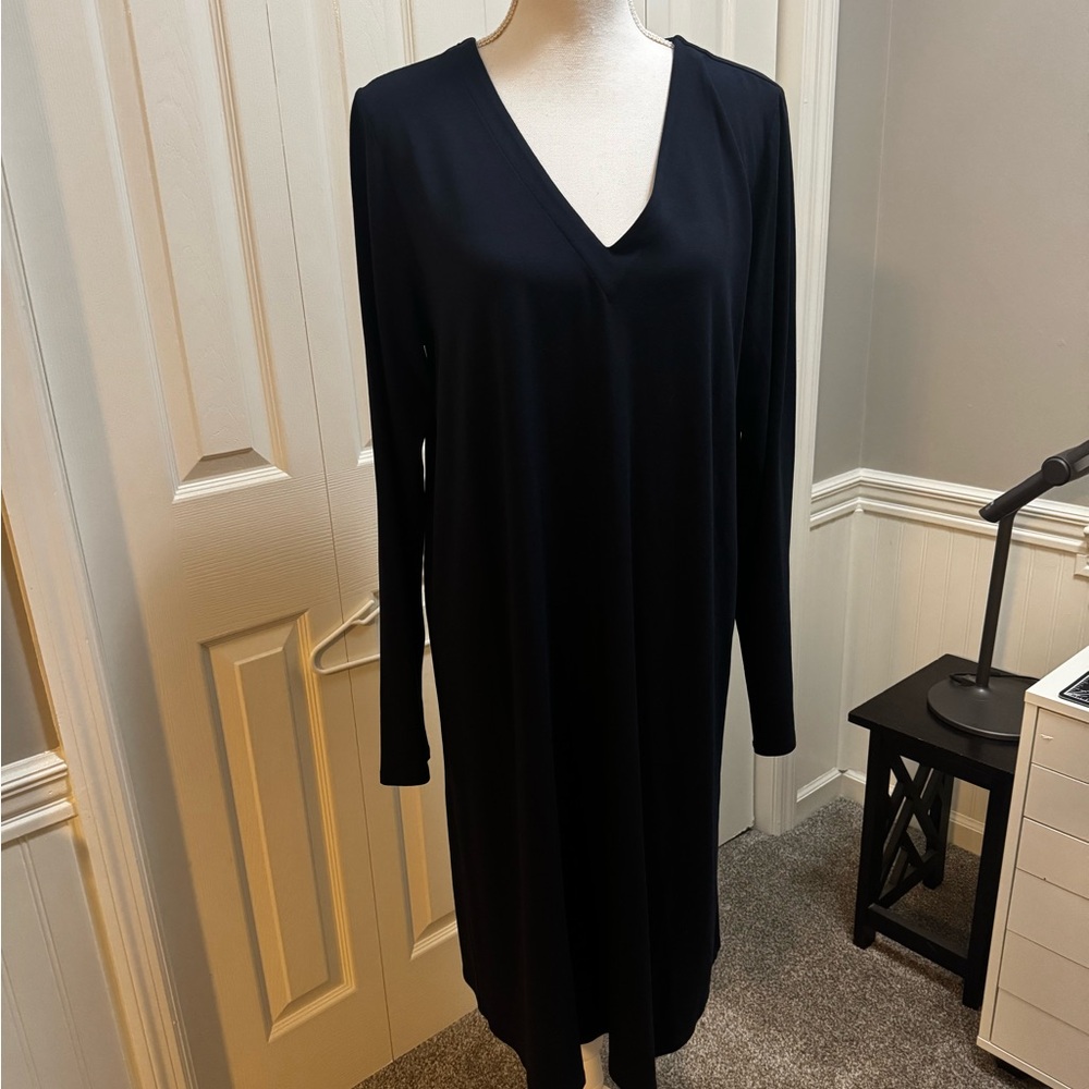 J. Jill Classic Navy Long Sleeve Dress